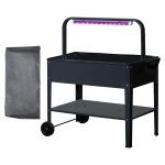 Outsunny Fioriera da Giardino Portapiante con Lampada LED Copertura in PE, in Acciaio