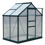 Outsunny kas aluminium kas met dakraam deur 190 x 132 x 201 cm plantenhuis met fundering inloop tomatenhuis weerbestendig polycarbonaat groen + transparant