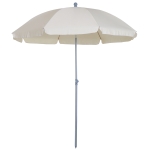 Outsunny Guarda-sol de praia Ø200 cm de diâmetro com Telhado Inclinado Poste Destacável e pico inferior creme
