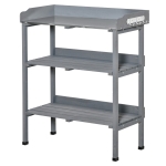 Outsunny planttafel tuintafel bloementafel met metalen werkblad tuinhout grijs 76 x 37 x 89 cm