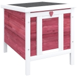 PawHut Coelheira de Madeira Exterior Coelheira para Roedores Animais de Estimação Pequenos com Teto Asfáltico e Rampa Antiderrapante 42x51x43cm Vermelho