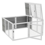 PawHut Kaninchenstall mit Freigehege, aufklappbares Dach, 120 cm x 120 cm x 60 cm