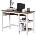 HomCom masa 2 rafturi, MDF, 110x48x76.2cm, maro+alb