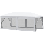Outsunny Tenda para Festas 583x293x250cm Tenda com 6 Paredes de malha Removíveis Zíper e Teto Estilo Catedral para Festas Eventos Reuniões Branco