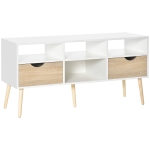 HOMCOM Mobile TV fino a 42'', con Gambe in Legno, 117x39x57cm, Bianco