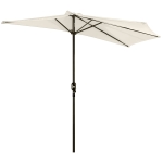 Outsunny 3(m) Half Parasol Semi Round Umbrella Patio Metal Frame Crank Handle for Balcony-- NO BASE INCLUDED, White