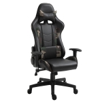 HOMCOM Fauteuil Gamer Chaise gaming Coussin Massant chaise de bureau Accoudoirs réglables coussin lombaire avec fonction de massage par vibration Noir