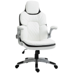 Vinsetto High Back Office Chair 360° Swivel Rocking Height Adjustable with Adjustable Armrest PU Leather White