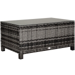 Outsunny Rattan Garden Furniture Coffee Table Patio Tempered Glass (Mixed Grey)