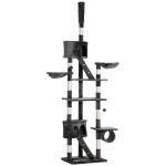 PawHut Katzenbaum Kratzbaum Katzenkratzbaum Kletterbaum Katze Sisal Deckenhoch (höhenverstellbar von 240-260cm) Dunkelgrau