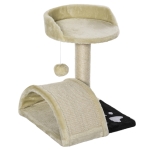 PawHut Kratzbaum Katzenbaum mit Spielbällen Katzenkratzbaum Sisalseil-Kratzstangen Beige 35,5 x 37 x 46 cm