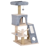 PawHut Katzenbaum Kletterbaum Kratzbaum Katzenhaus mit Katzenhöhle Kratzsäule Sisalsäule Grau 48 x 49 x 108 cm