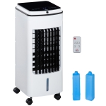 HOMCOM Raffrescatore Evaporativo 3 in1 con Ghiaccio e Umidificatore, 3 Velocità 3 Modalità, Telecomando e Timer, Bianco