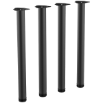 HOMCOM Set 4 Pezzi Gambe Tavolo in Acciaio preforate con 6 Fori e con 24 Viti Incluse, Φ6 x 72Lcm, Nero