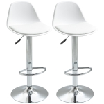 HOMCOM Set 2 Sgabelli da Bar Girevoli con Schienale, Poggiapiedi e Altezza Regolabile, 40x42x82-104cm, Bianco