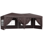 Outsunny Tonnelle Barnum Pliant Pop-up 6L x 3l x 2,5H m 6 parois latérales Amovibles 4 fenêtres + Sac de Transport Chocolat