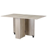 HOMCOM Mobile Drop Leaf Dining Kitchen Table Folding Desk For Small Spaces With 2 Wheels & 2 Storage Shelves Oak