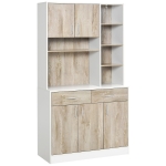 HOMCOM 180 cm Kitchen Pantry Buffet Server with Hutch Multi Storage Cupboard Cabinet Sideboard, Bookcase with Drawers for Living Room
