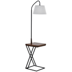 Homcom Lampada da terra con Ripiano in Acciaio e Legno