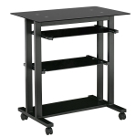 HOMCOM Computertisch mit Tastaturablage Metall Glas 80 cm x 51 cm x 83 cm