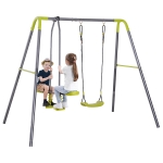HOMCOM Schaukelset mit Wippe und Schaukel Metall+PE Schwarz+Hellgrün 160/245 x 138 x 180 cm