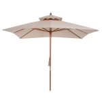 Outsunny Ombrellone Parasole Doppio Tetto da Giardino 3x3m Crema Bambù