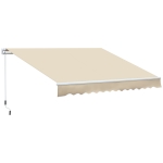 Outsunny Toldo Manual Plegable de Aluminio 3,5x2,5m Toldo Patio Balcón Terraza con Manivela Impermeable Protección Solar UV para Jardín Exterior Aluminio Acero Tela de Poliéster Color Crema