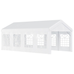 Outsunny Gazebo da esterno tendone per feste, telaio in acciaio impermeabile, Bianco, 8x4x2.8m
