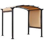 Outsunny Pergola con Tende Scorrevoli da Giardino 295x245cm, Gazebo a Pergola da Esterno in Metallo Cachi