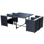 Outsunny Set Mobili da Giardino in PE Rattan Tavolo da Pranzo con 4 Sedie con Cuscini, Nero