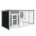 PawHut Pollaio da giardino per Galline Tetto Impermeabile, Corsa, Zona Nidificazione, Legno, 160x75x80cm