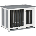 Pawhut Hundehütte Tannenholz Faltbarer Hundekäfig Hundehaus mit Fenster Transportbox Transportkäfig Haustierkäfig Grau 84,5 x 51,4 x 61 cm