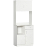 HOMCOM Armário Auxiliar de Cozinha com 3 Portas de armário Prateleira Ajustável Gaveta e estante Aberta 71x41x178 cm Branco