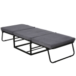 HOMCOM Gästebett klappbar, 2-in-1 Klappbett Hocker, Verstellbare Kopfteilhöhe, Polyester+Stahl+Schaumstoff, Grau, 192 x 68 x 37 cm