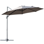 Outsunny Parasol déporté octogonal inclinable manivelle avec pied en acier Ø 2,94 x 2,48H m gris