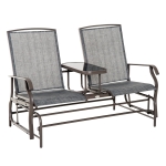 Outsunny Dondolo da Giardino a Due Posti con Tavolino, Marrone, 81×148×100cm