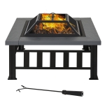 Outsunny Braseiro Exterior de Metal Multifuncional tipo Esquentador 3 em 1 para Terraço e Jardim 81x81x46cm Preto