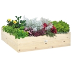 Outsunny Letto per Orto Rialzato in Legno, Fioriera da Giardino per Piante e Ortaggi, 117x117x30cm