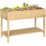 Outsunny Orto Pensile Urbano con 8 Griglie e Ripiano Inferiore per Piante da Giardino 120x60x81cm Legno