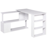 HOMCOM 360° Rotating Home Office Corner Desk and Storage Shelf Combo