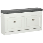 HOMCOM Shoe Rack Bench for Entryway Storage Organizer with Cushion 2 Drawers Adjustable Shelf Hold Up to 264lbs Modern Cabinet for Hallway Bedroom Living Room White