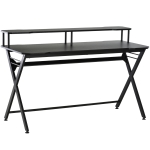 Homcom Scrivania pc Gaming con Piano Rialzato per Monitor e Gancio Cuffie in MDF e Acciaio Nero 140x60x90cm