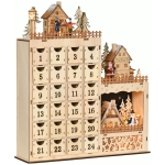 HOMCOM Calendario Avvento di Natale Rettangolare con Motivi a Tema e 12 Luci a LED, 22x9x30 cm, in Compensato, Arancione