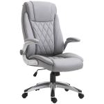 Vinsetto Scaun de birou ergonomic cu captuseala, inaltime reglabila si 5 roti pivotante, din piele PU si cauciuc spuma, 69,5x76x113-121 cm, gri