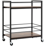 HOMCOM carucior de bucatarie cu 2 niveluri cu roti pivotante, structura din otel si lemn, 62x40x75cm