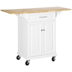Homcom Carrello da Cucina Espandibile in Legno Bianco con 1 Cassetto e 1 Armadietto