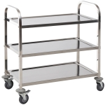 Homcom Carello cucina Carrello Portavivande con ruote scaffale cucina 3 Ripiani in Acciaio Inox 85x45x90cm