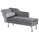 Homcom Chaise Longue Imbottita con Cuscino Incluso in Metallo e Velluto Grigio 160x56x75 cm