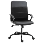 Vinsetto Sedia da Ufficio Ergonomica in Tessuto Nero Girevole con Ruote