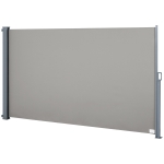 Outsunny Retractable Folding Side Awning Screen Fence Patio Garden Outdoor Privacy Divider with Steel Pole 300 L x 160 H cm Grey